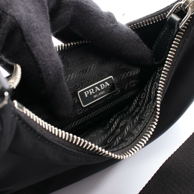 PRADA 2005 復刻版鏈條肩背包 1BH204 尼龍皮革 黑色 二手-3