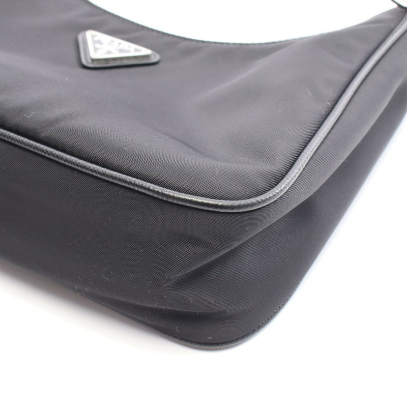 PRADA 2005 復刻版鏈條肩背包 1BH204 尼龍皮革 黑色 二手-4