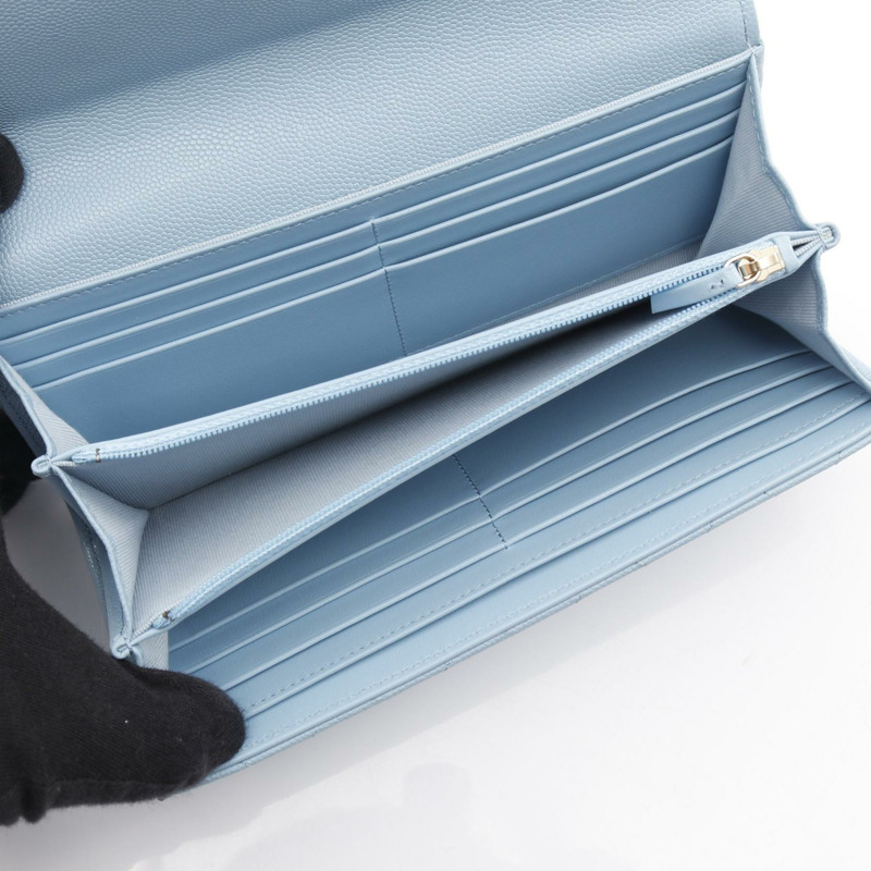 香奈兒 (CHANEL) Matelasse 雙折長款錢包,粒面小牛皮,藍色,二手,女士-2