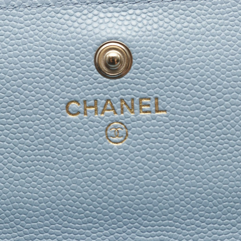 香奈兒 (CHANEL) Matelasse 雙折長款錢包,粒面小牛皮,藍色,二手,女士-3