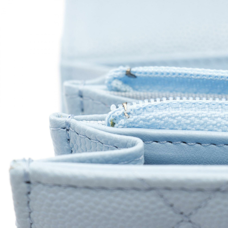 香奈兒 (CHANEL) Matelasse 雙折長款錢包,粒面小牛皮,藍色,二手,女士-5