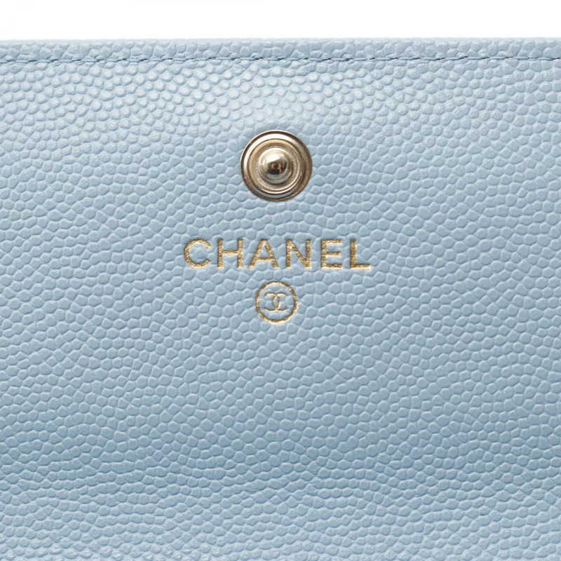 香奈兒 (CHANEL) Matelasse 雙折長款錢包,粒面小牛皮,藍色,二手,女士-8