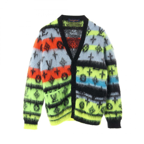 路易威登 Monogram Jaggy 開襟衫 RM222V NE5 馬海毛尼龍黑色 二手 男款 S 碼