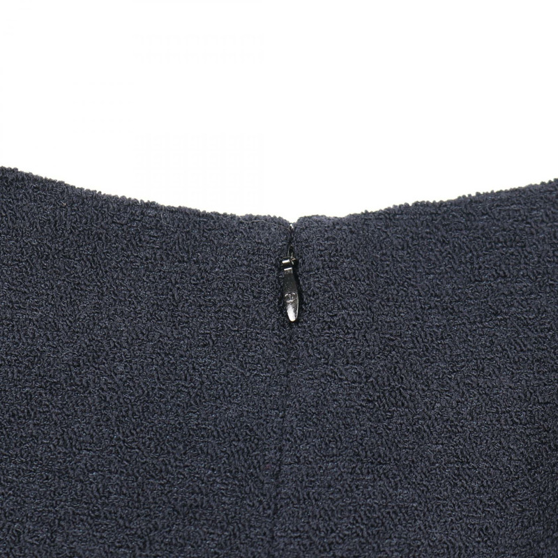 香奈兒 Gripoix 扣款洋裝 短袖 #40 羊毛 海軍藍 二手 女-4