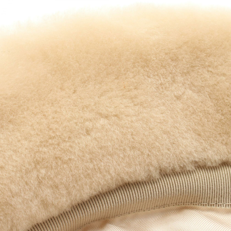 PRADA 三角標誌帽 1HC137 米色毛絨二手女款-6