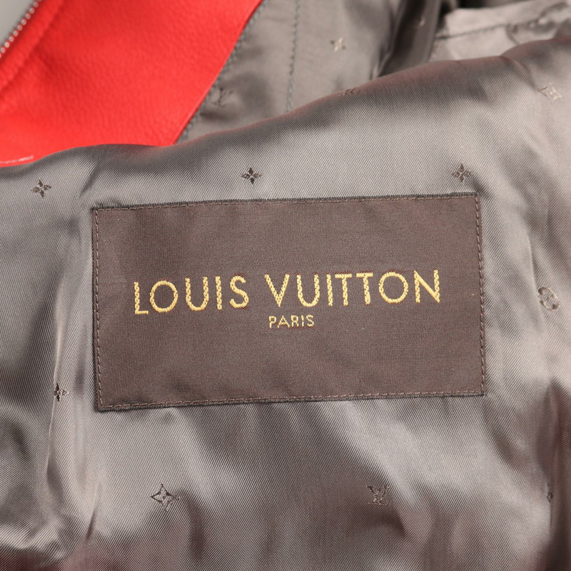 路易威登 (LOUIS VUITTON) × Supreme Monogram 皮革牛仔褲 HD90EDOS 山羊皮 紅白紅 二手 男款-2