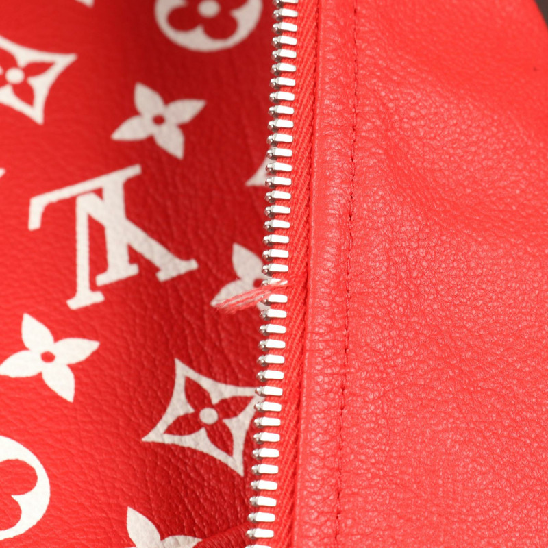 路易威登 (LOUIS VUITTON) × Supreme Monogram 皮革牛仔褲 HD90EDOS 山羊皮 紅白紅 二手 男款-5