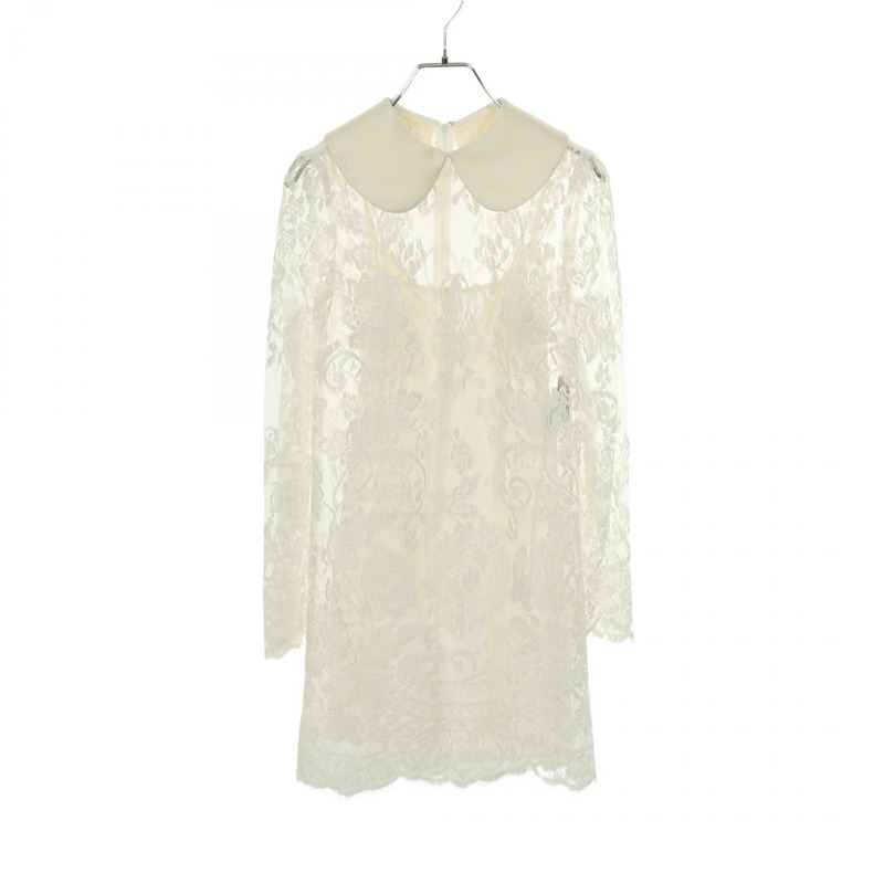 DOLCE & GABBANA 翻領洋裝 F6DEBT 棉尼龍絲混紡 白色 二手 女款 #36-0