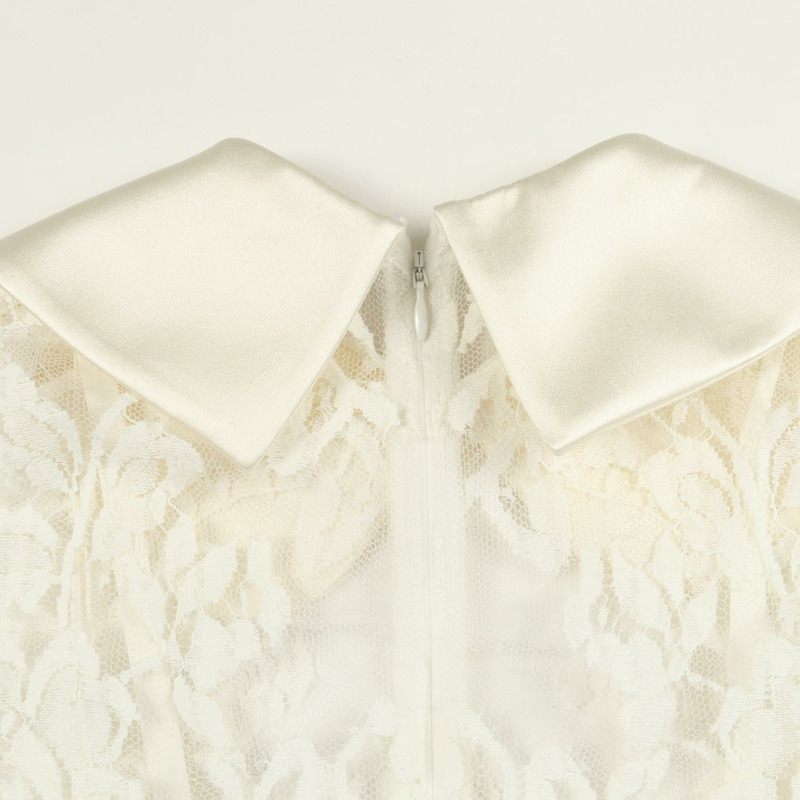 DOLCE & GABBANA 翻領洋裝 F6DEBT 棉尼龍絲混紡 白色 二手 女款 #36-4