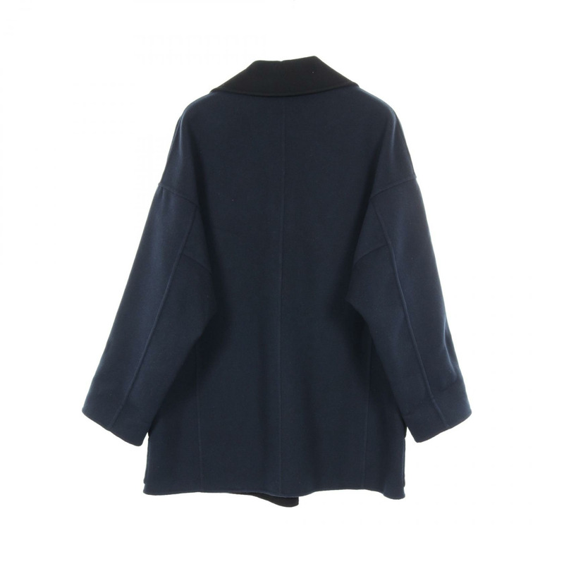愛馬仕 Serie 紐帶 其他 羊絨大衣 海軍藍 黑色 二手 女士-1