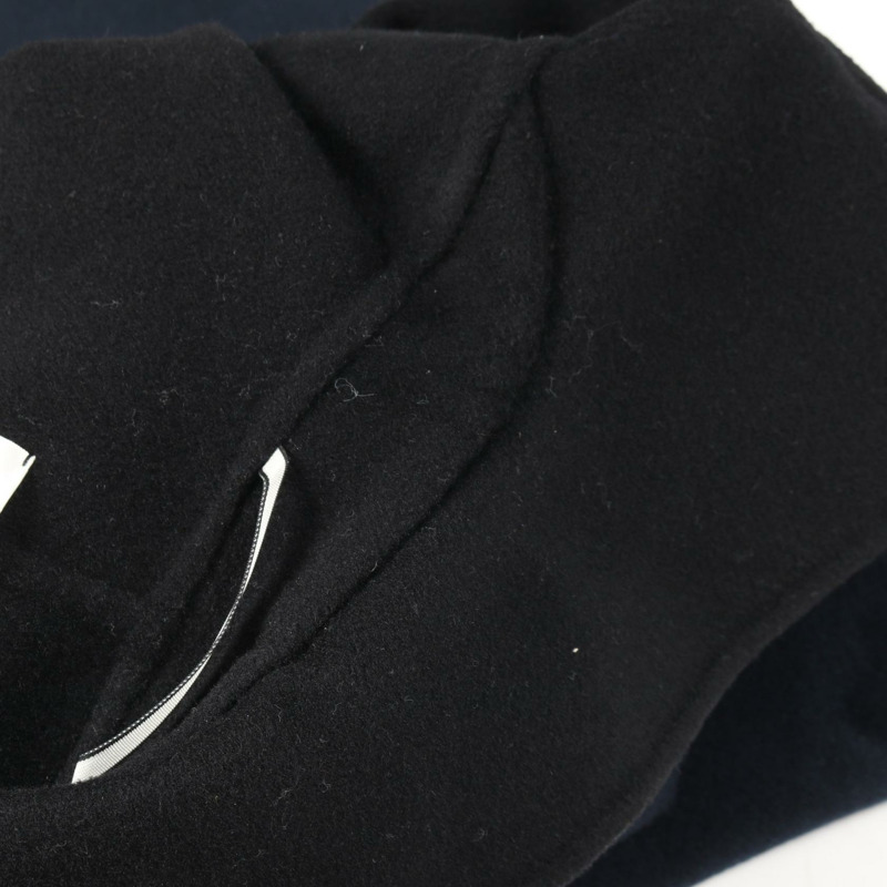 愛馬仕 Serie 紐帶 其他 羊絨大衣 海軍藍 黑色 二手 女士-5