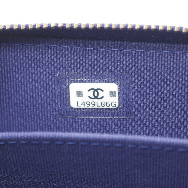 香奈兒 (CHANEL) Chanel 19 拉鍊零錢包 AP0949 羊皮 藍色 二手 金扣-4