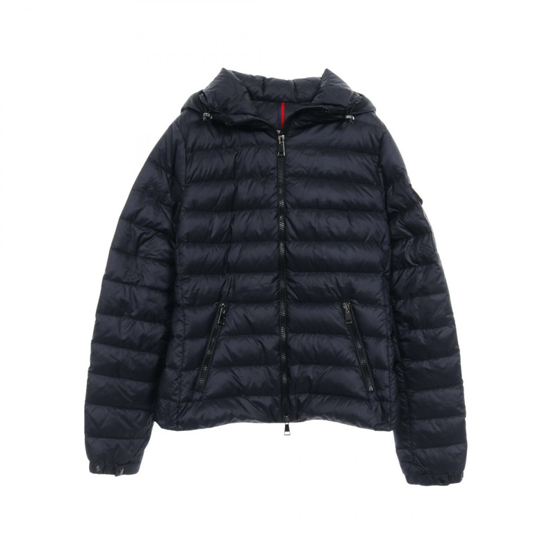 MONCLER BLES 拉鍊尼龍羽絨服,海軍藍,2號,二手女款-0