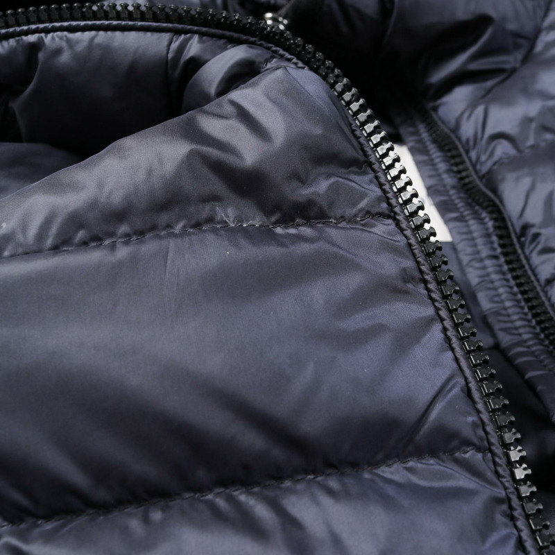 MONCLER BLES 拉鍊尼龍羽絨服,海軍藍,2號,二手女款-6