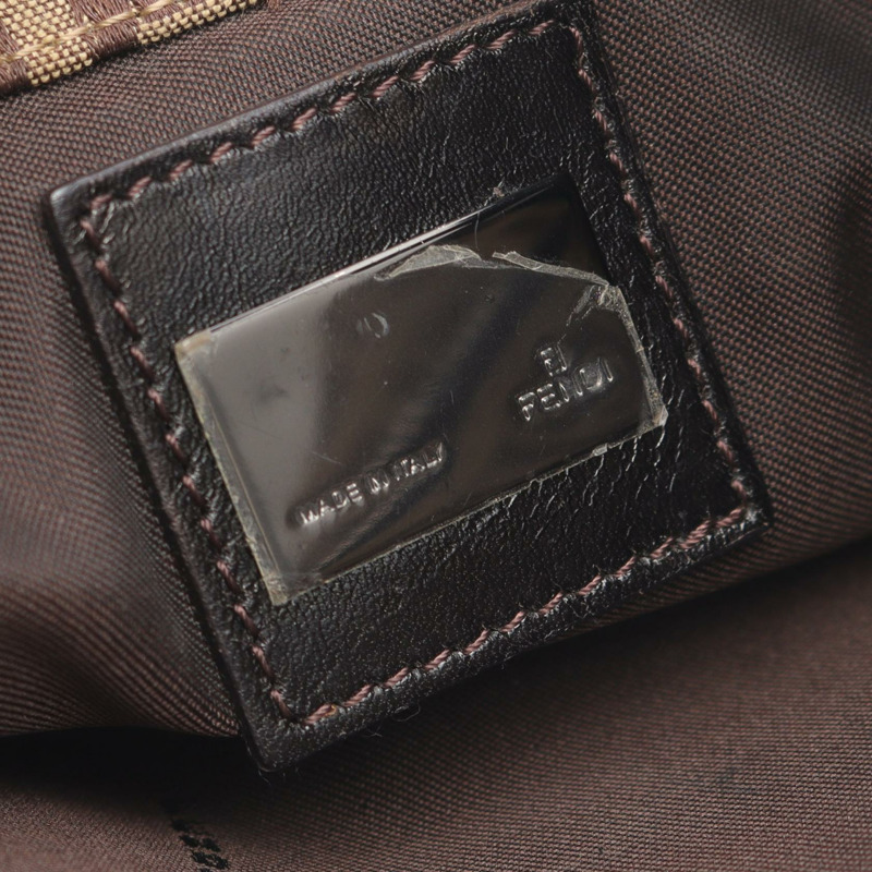 FENDI Zucchino Mamma Baguette 單肩包 8BR036 帆布皮革 米色 二手-3