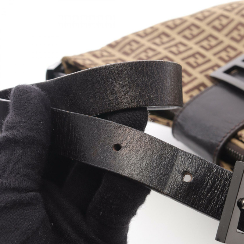 FENDI Zucchino Mamma Baguette 單肩包 8BR036 帆布皮革 米色 二手-6