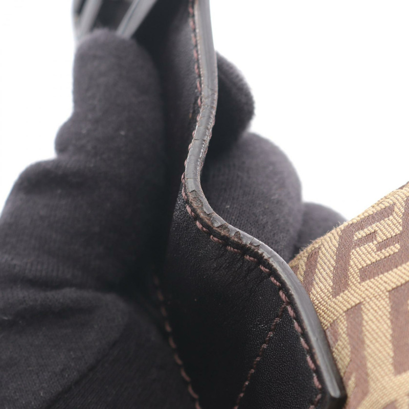 FENDI Zucchino Mamma Baguette 單肩包 8BR036 帆布皮革 米色 二手-10