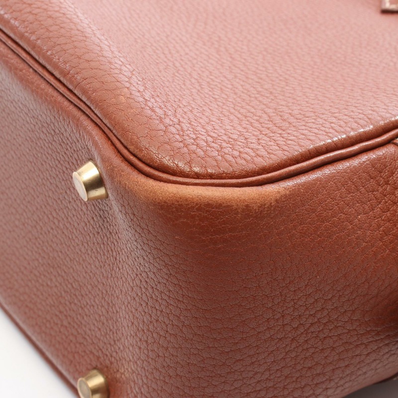 愛馬仕 Plume 32 手提包,Ardennes 皮革,榛果棕色,二手,女士,金色五金-8