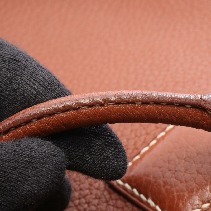 愛馬仕 Plume 32 手提包,Ardennes 皮革,榛果棕色,二手,女士,金色五金-9