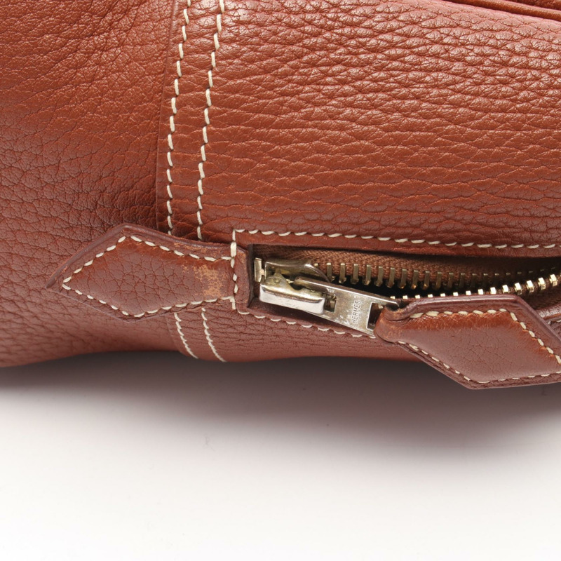 愛馬仕 Plume 32 手提包,Ardennes 皮革,榛果棕色,二手,女士,金色五金-10