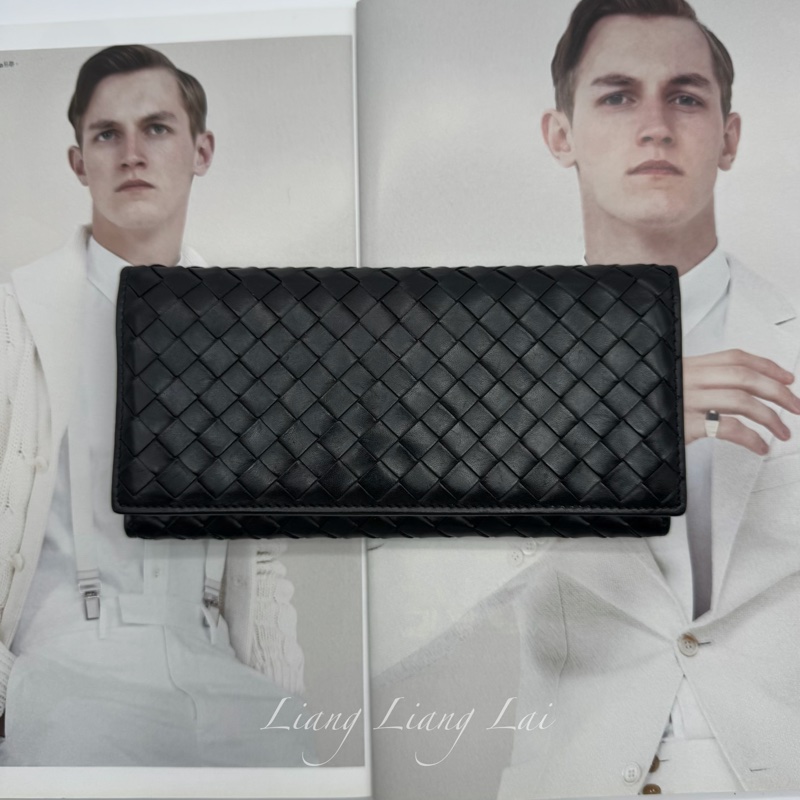 BOTTEGA VENETA BV經典編織小牛皮黑色長夾-0