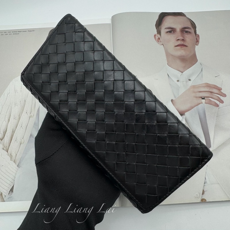BOTTEGA VENETA BV經典編織小牛皮黑色長夾-14