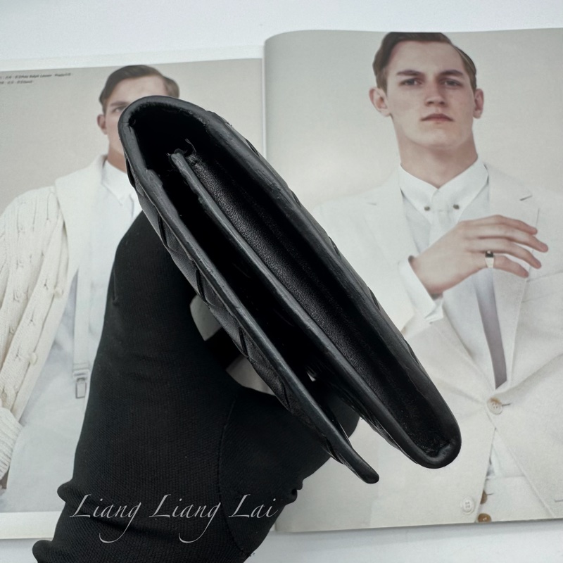 BOTTEGA VENETA BV經典編織小牛皮黑色長夾-18