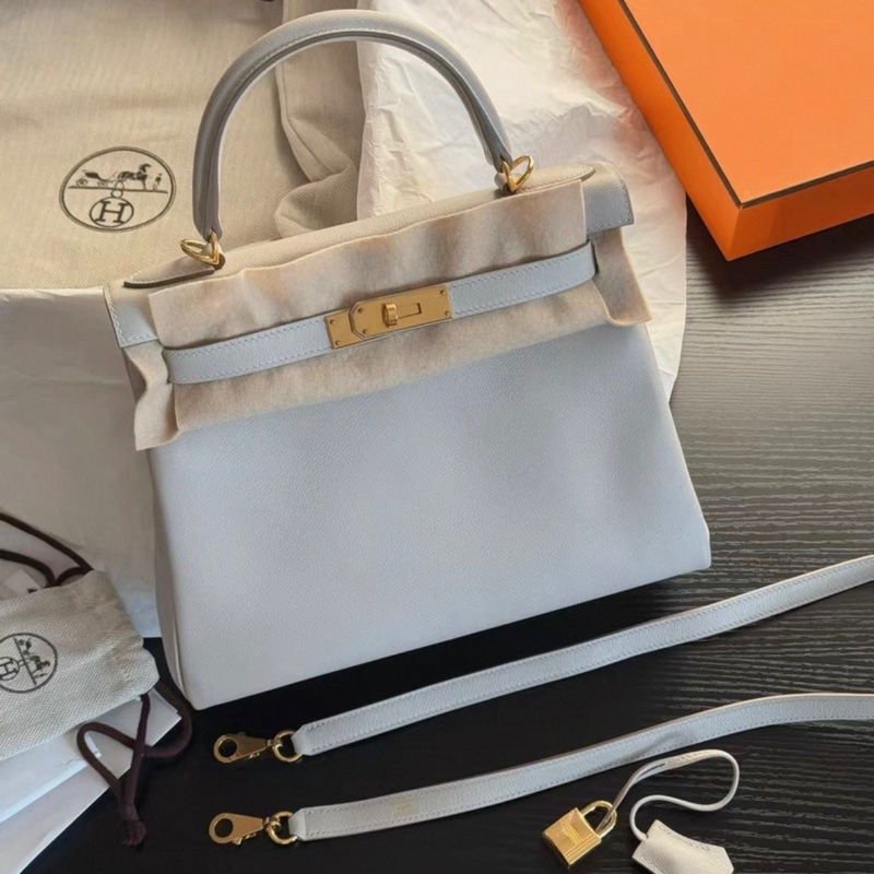 Hermes 80珍珠灰Kelly28金扣 Y刻,evercolor皮 99新-0