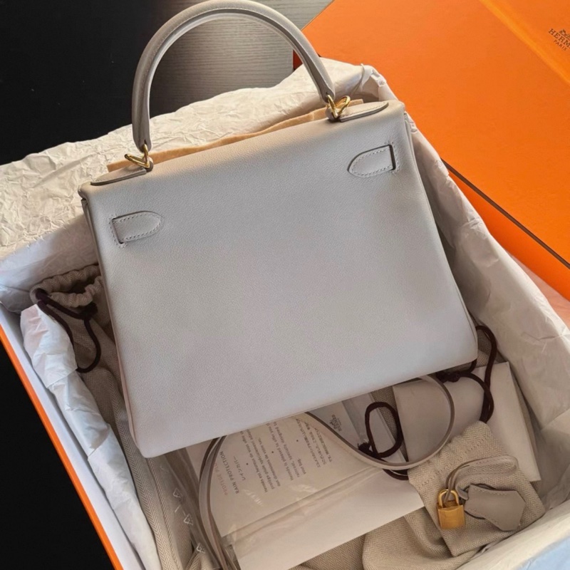 Hermes 80珍珠灰Kelly28金扣 Y刻,evercolor皮 99新-2