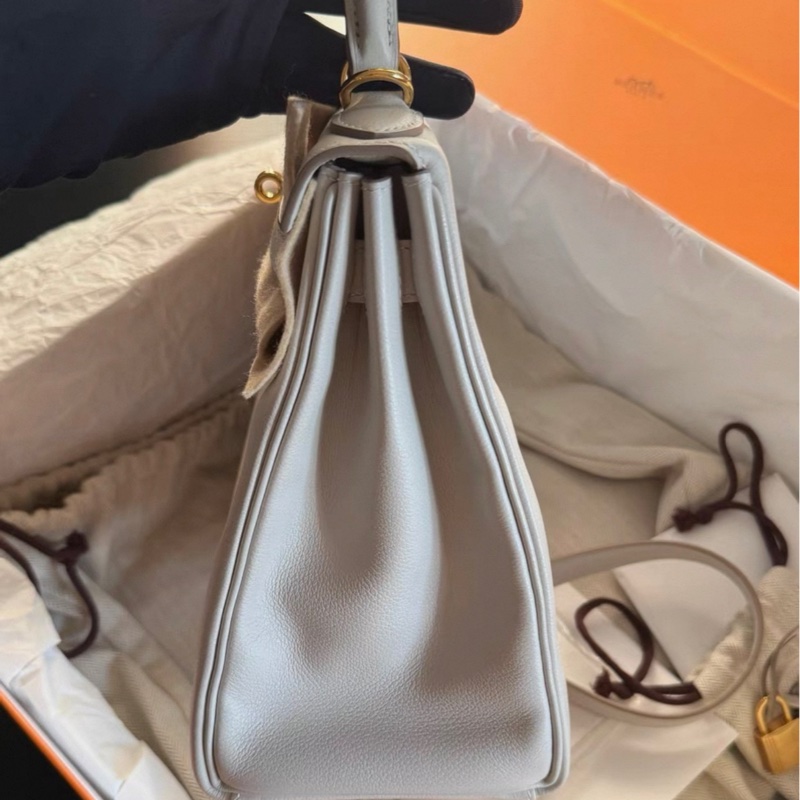 Hermes 80珍珠灰Kelly28金扣 Y刻,evercolor皮 99新-5