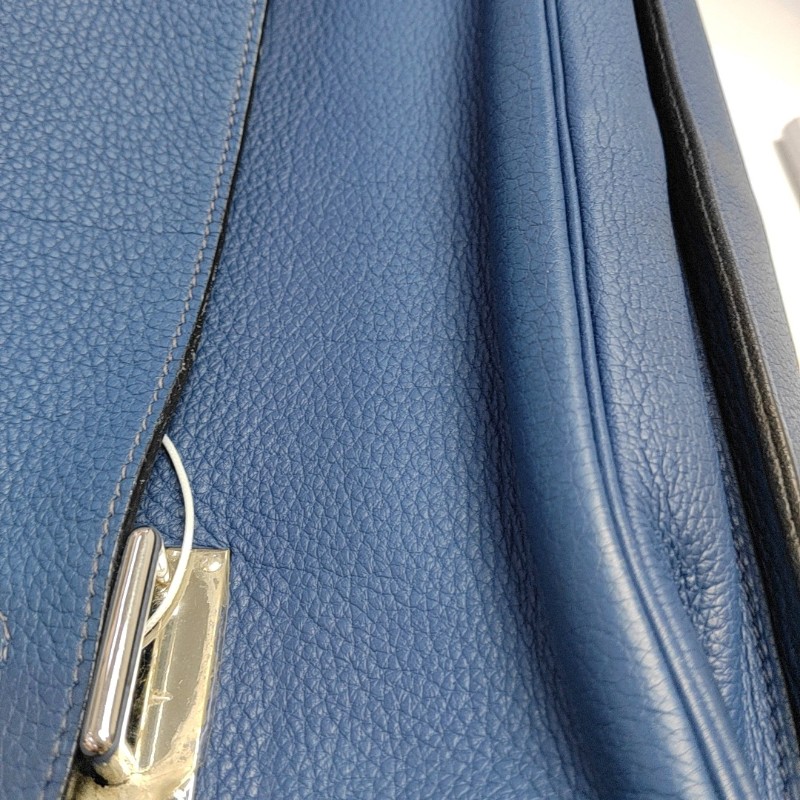 Hermes Steve 牛皮藍色肩背包斜背包-10