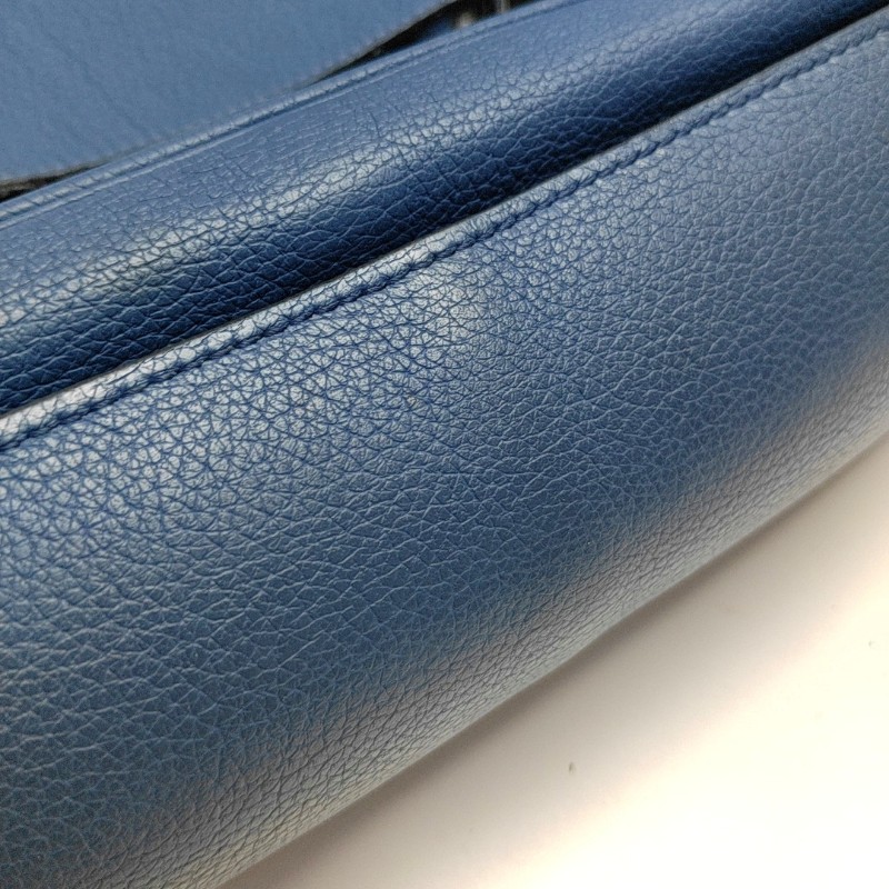 Hermes Steve 牛皮藍色肩背包斜背包-13