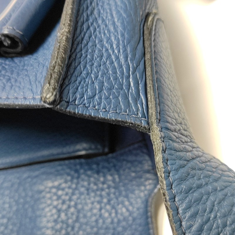 Hermes Steve 牛皮藍色肩背包斜背包-16