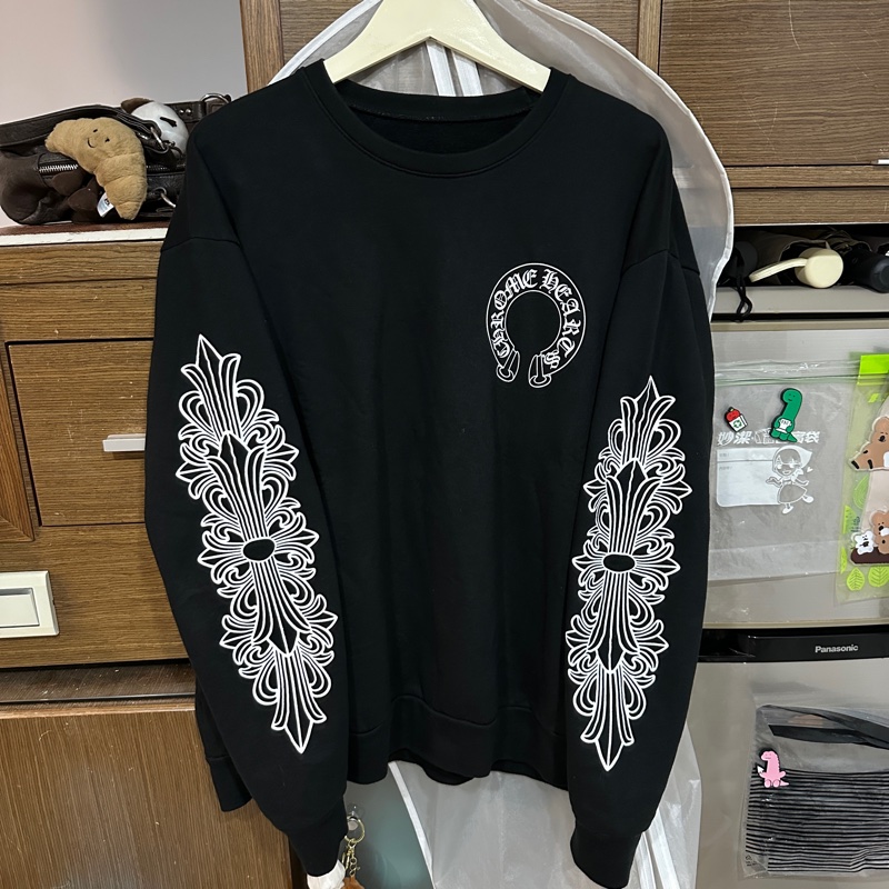 克羅心 chrome hearts 厚款 刷毛 花臂 馬蹄 衛衣 長袖-0