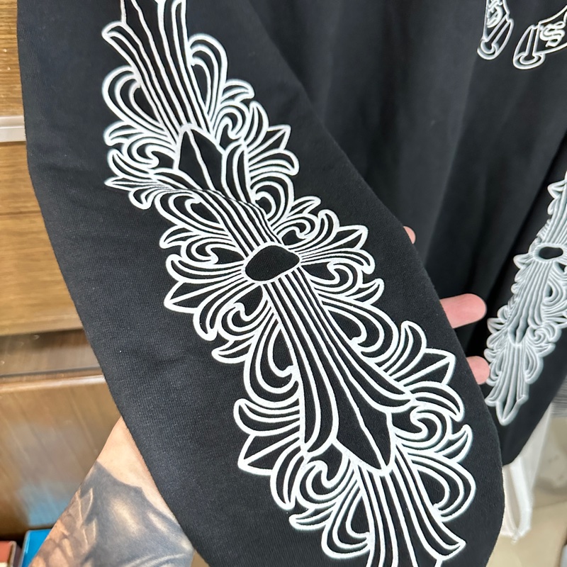 克羅心 chrome hearts 厚款 刷毛 花臂 馬蹄 衛衣 長袖-4