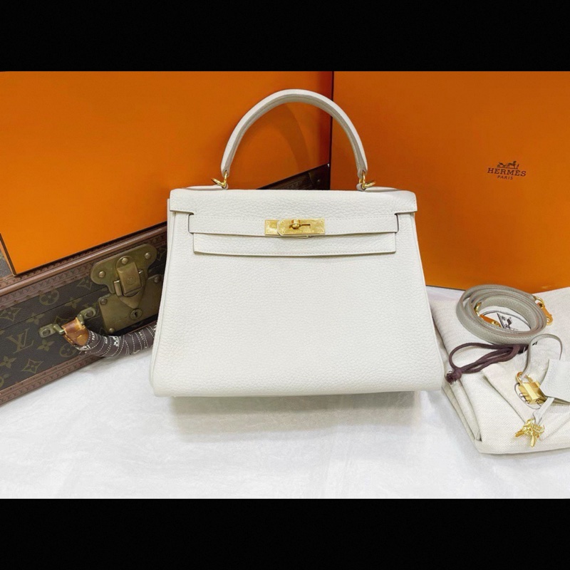 99新 Hermes愛馬仕 kelly 28 內縫 珍珠灰 togo皮 Y刻-0