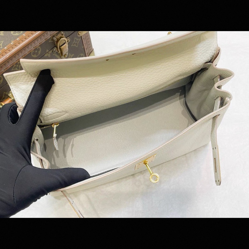 99新 Hermes愛馬仕 kelly 28 內縫 珍珠灰 togo皮 Y刻-4