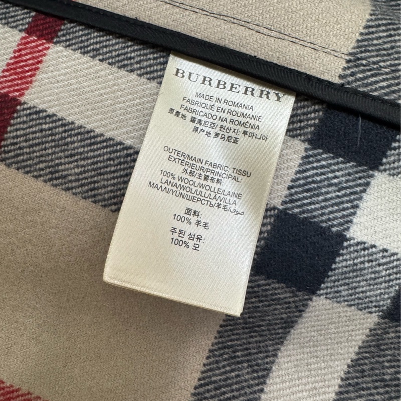 Burberry 經典牛角扣大衣 100% 羊毛連帽黑色外套US4-9