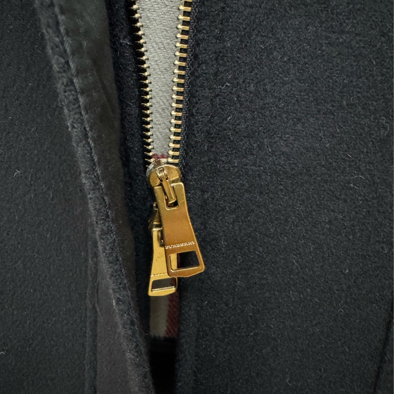 Burberry 經典牛角扣大衣 100% 羊毛連帽黑色外套US4-14