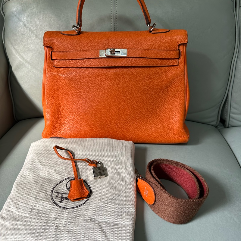 Hermes/愛馬仕kelly35 愛馬仕橙單肩包TC-0