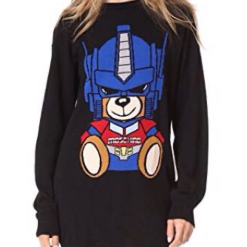 「JL精品代購」9新 Moschino Teddy Bear T 變型金剛熊 針織長版-0