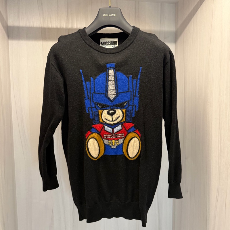 「JL精品代購」9新 Moschino Teddy Bear T 變型金剛熊 針織長版-1