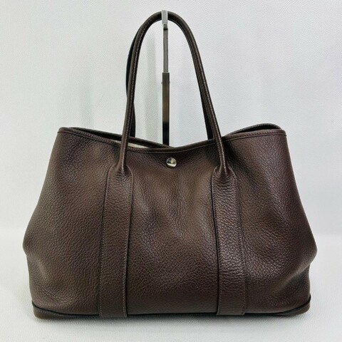 Hermes Garden Party棕色花園36 手提單肩包銀扣Negonda皮