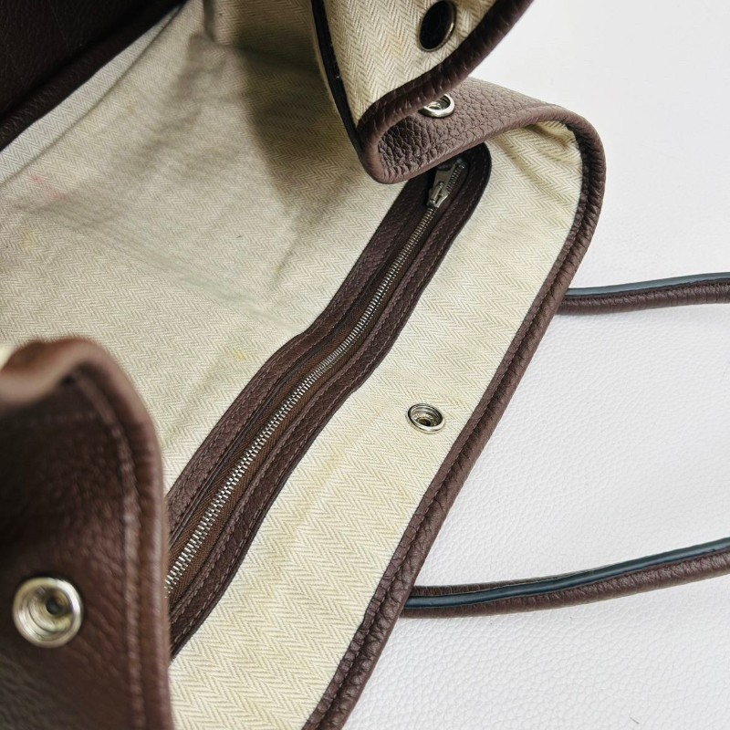 Hermes Garden Party棕色花園36 手提單肩包銀扣Negonda皮-12