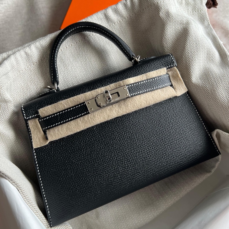 Hermes Mini Kelly 2 MK2 SO 黑銀 Epsom 馬蹄印 VIP訂製 K刻-0