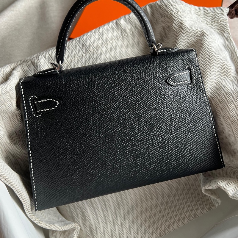 Hermes Mini Kelly 2 MK2 SO 黑銀 Epsom 馬蹄印 VIP訂製 K刻-1