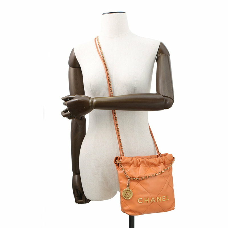 香奈兒 22 迷你 Coco Mark 羊皮手提包 AS3980 兩用-4