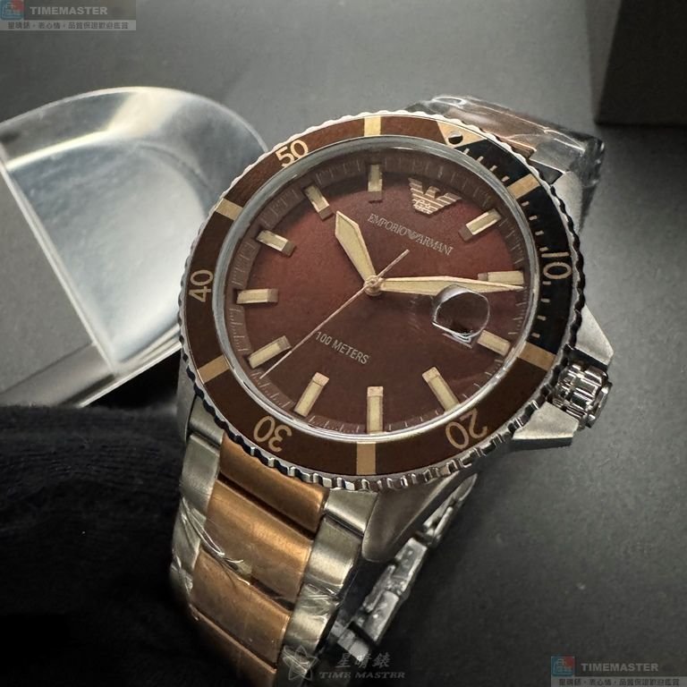 ARMANI手錶,編號AR00083,42mm古銅色錶殼,金銀相間錶帶款-2