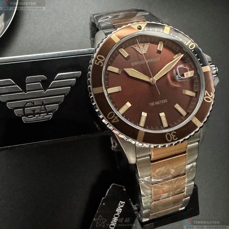 ARMANI手錶,編號AR00083,42mm古銅色錶殼,金銀相間錶帶款-10