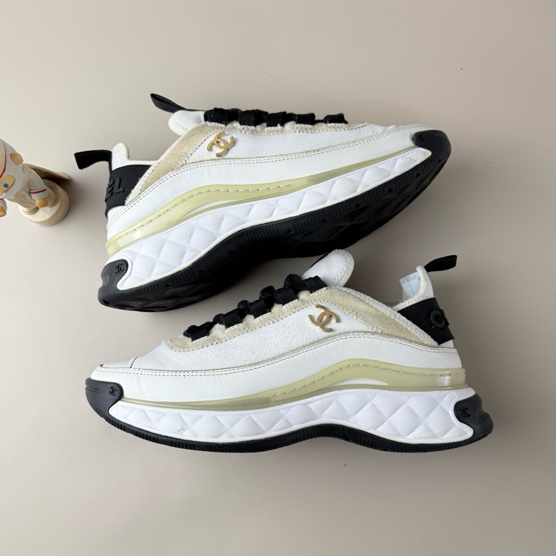 95新CHANEL/香奈兒 黑白熊貓金扣運動鞋 36碼-3